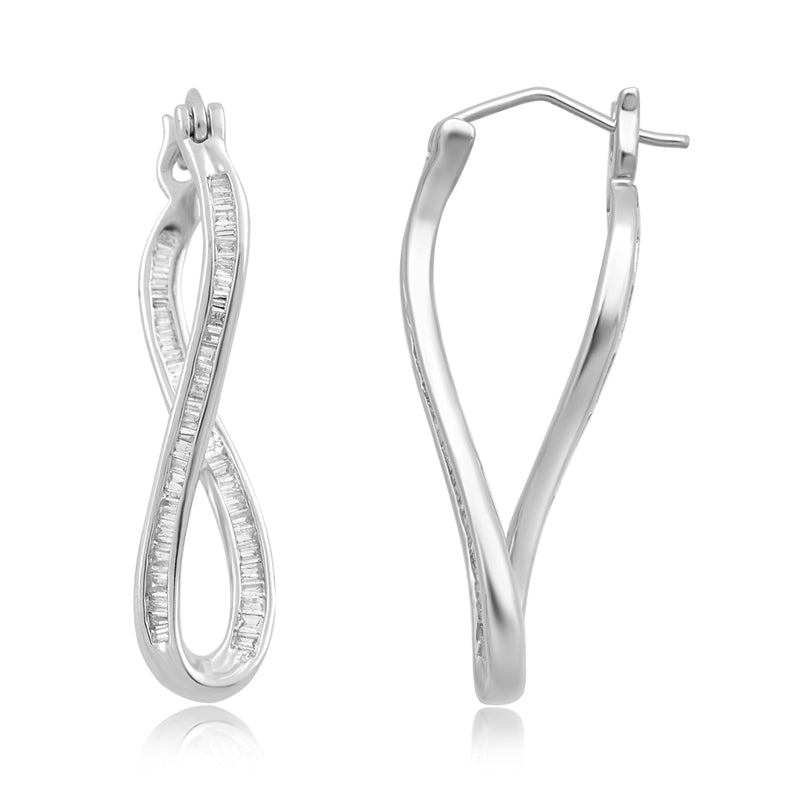 Jewelili Sterling Silver With 1/2 CTTW Diamonds Dangle Earrings