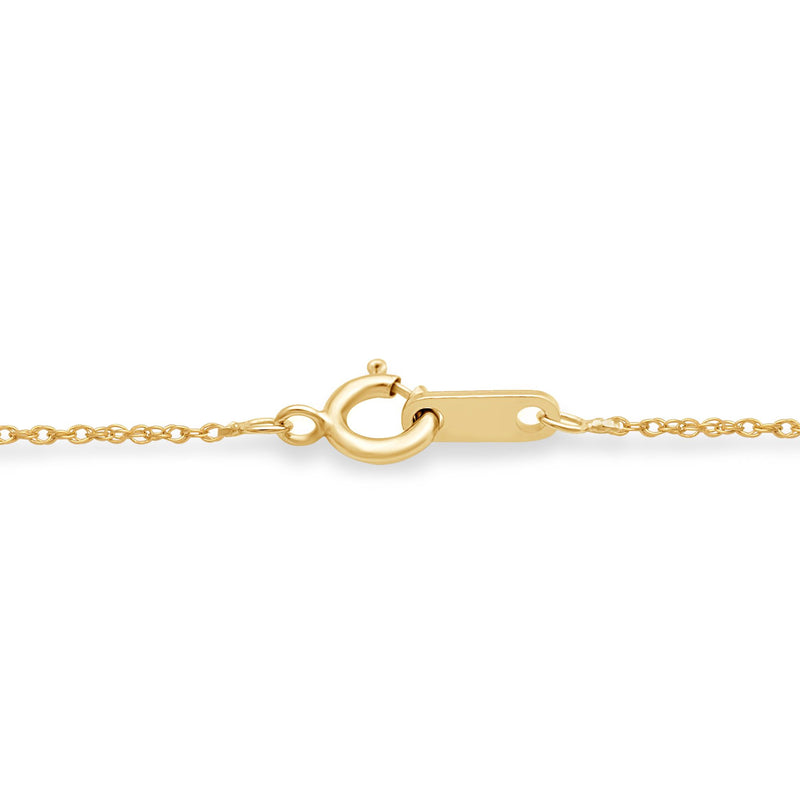 Jewelili 10K Yellow Gold with 1/4 CTTW Natural White Baguette and Round Diamonds Heart Pendant Necklace
