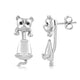 Load image into Gallery viewer, Jewelili Cute Dog Jacket Earrings in Treated Black Round Diamonds over Sterling Silver view 1
