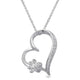 Load image into Gallery viewer, Jewelili Sterling Silver Diamonds Tilted Paw Heart Pendant Necklace
