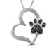 Load image into Gallery viewer, Jewelili Sterling Silver with Treated Black Diamonds and Natural White Diamonds Heart Paw Pendant Necklace
