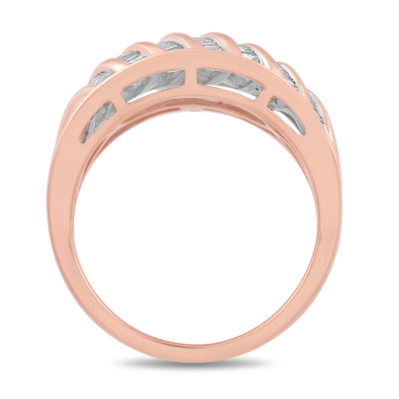 Jewelili Ring with White Baguette Diamonds in Rose Gold over Sterling Silver 1/2 CTTW View 4