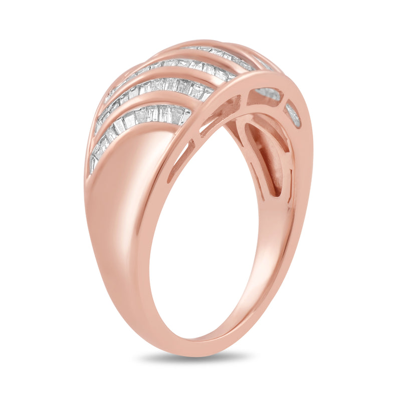 Jewelili Ring with White Baguette Diamonds in Rose Gold over Sterling Silver 1/2 CTTW View 3