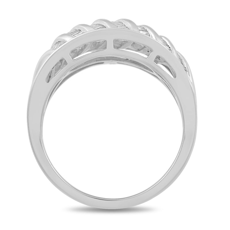 Jewelili Ring with Natural White Baguette Shape Diamonds in Sterling Silver 1/2 CTTW View 4