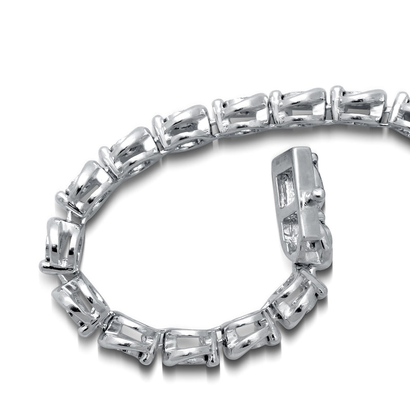 Jewelili Tennis Bracelet in Sterling Silver with Natural White Diamonds 1/10 CTTW View 3