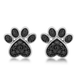 Load image into Gallery viewer, Jewelili Paw Stud Earrings with Treated Black Diamond Accent in Sterling Silver View 4
