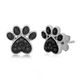 Load image into Gallery viewer, Jewelili Paw Stud Earrings with Treated Black Diamond Accent in Sterling Silver View 1
