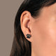 Load image into Gallery viewer, Jewelili Paw Stud Earrings with Treated Black Diamond Accent in Sterling Silver View 2
