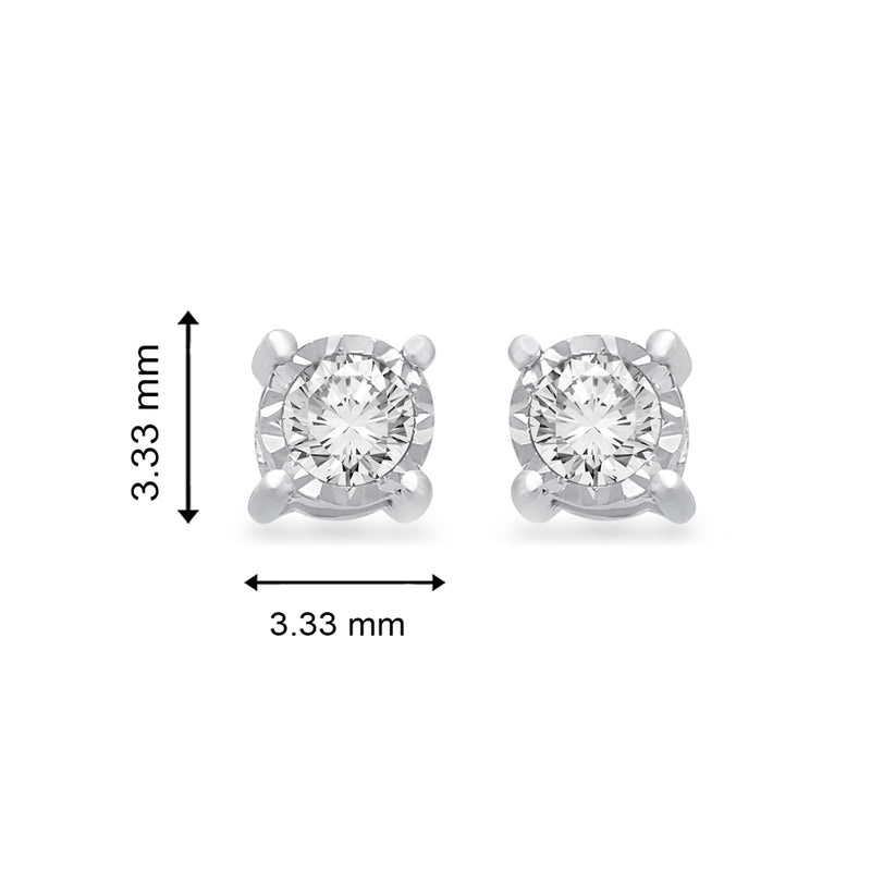 Jewelili Sterling Silver With 1/4 CTTW White Diamonds Stud Earrings