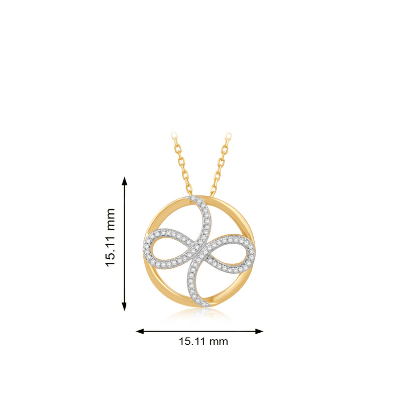Jewelili 10K Yellow Gold 1/10 CTTW Natural White Round Diamonds Pendant Necklace