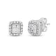 Load image into Gallery viewer, Jewelili 10K White Gold With 1/4 CTTW Natural White Diamond Halo Stud Earring
