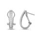 Load image into Gallery viewer, Jewelili Hoop Earrings with Natural Round White Diamonds Omega Back in 10K White Gold 1/2 CTTW view 2

