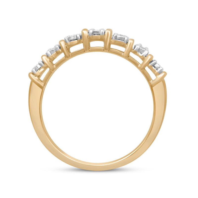 Jewelili Ring with White Round Diamonds in Yellow Gold over Sterling Silver 1/10 CTTW View 3