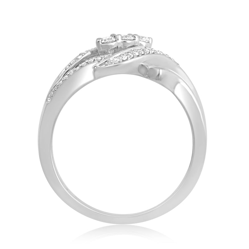 Jewelili Ring with Natural White Round Diamonds in Sterling Silver 1/4 CTTW View 4