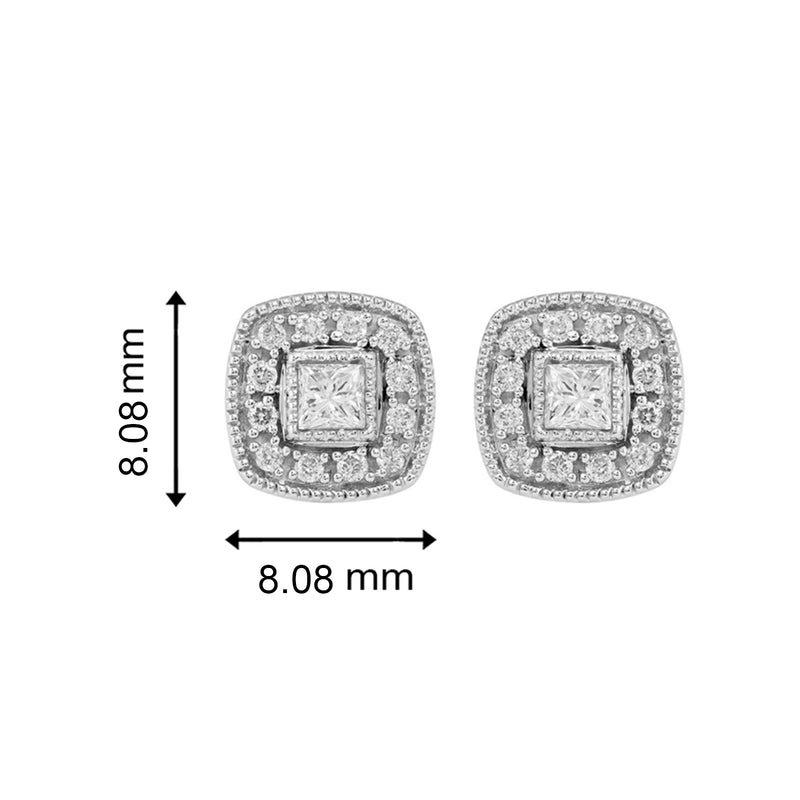Jewelili Stud Earrings with Natural White Diamond in 14K White Gold 1/3 CTTW View 4