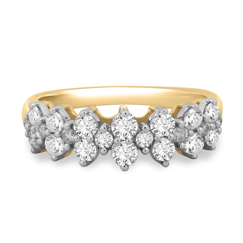 Jewelili 14K Yellow Gold With 1.00 CTTW Natural White Round Diamonds Anniversary Ring