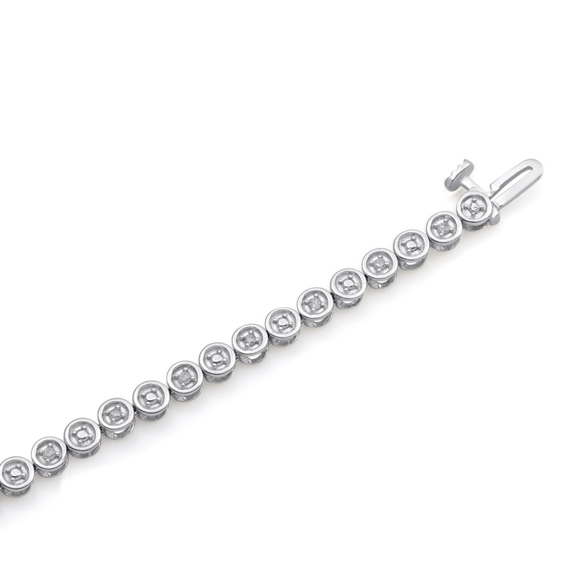 Jewelili Link Bracelet with Natural White Round Diamonds in Sterling Silver 1/4 CTTW View 3