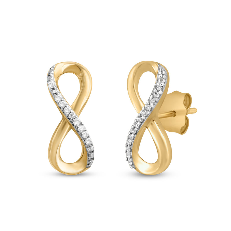 Jewelili Stud Earrings with Natural White Diamond Accent in 10K Yellow Gold View 1