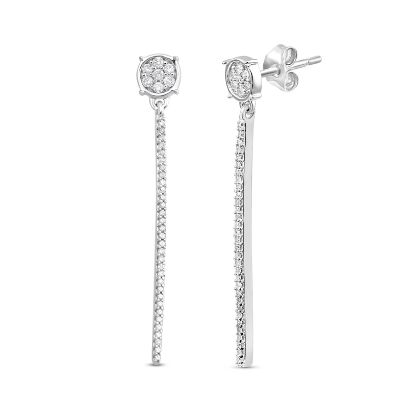Jewelili Fashion Earrings with Natural White Diamond in Sterling Silver 1/4 CTTW View 1