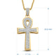 Load image into Gallery viewer, Jewelili 14K Yellow Gold over Sterling Silver With 1/2 CTTW Natural White Round Diamonds Cross Men&#39;s Pendant Necklace
