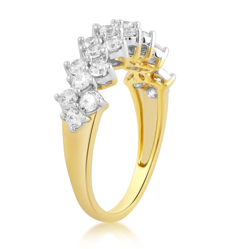 Jewelili Ring with Natural White Diamonds in 10K Yellow Gold 1.00 CTTW View 5