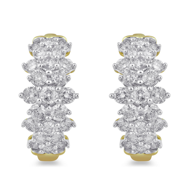 Jewelili Huggies Earrings with Natural White Round Diamonds in 10K Yellow Gold 2 CTTW View 1