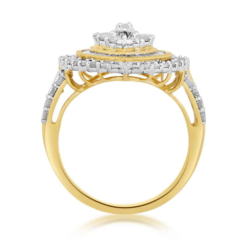 Jewelili Engagement Ring with Baguette Shape and Round Shape Diamonds in 10K Yellow Gold 2.0 CTTW View 6