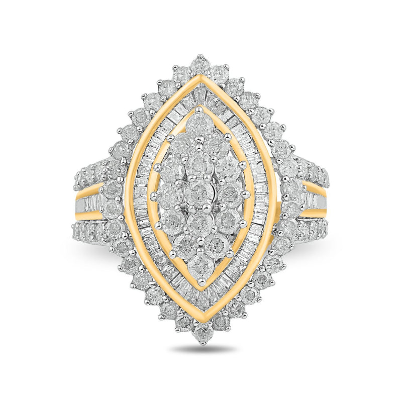 Jewelili Engagement Ring with Baguette Shape and Round Shape Diamonds in 10K Yellow Gold 2.0 CTTW View 5