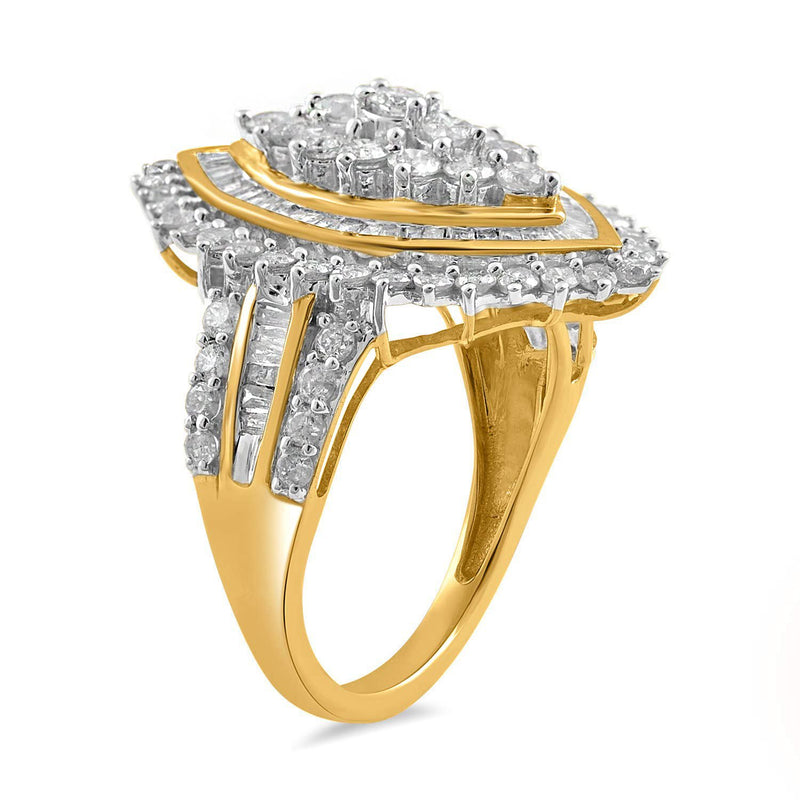 Jewelili Engagement Ring with Baguette Shape and Round Shape Diamonds in 10K Yellow Gold 2.0 CTTW View 7