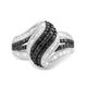 Load image into Gallery viewer, Jewelili Ring with Round Black and White Baguette Diamonds in Sterling Silver 1/2 CTTW View 1

