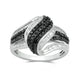 Load image into Gallery viewer, Jewelili Ring with Round Black and White Baguette Diamonds in Sterling Silver 1/2 CTTW View 2
