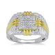 Load image into Gallery viewer, Jewelili Men&#39;s Ring with Natural White Diamonds in 14K Yellow Gold over Sterling Silver 1/2 CTTW View 1
