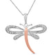 Load image into Gallery viewer, Jewelili 14K Rose Gold over Sterling Silver With 1/10 CTTW White Round Cut Diamonds Dragonfly Pendant Necklace
