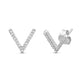 Load image into Gallery viewer, Jewelili V Shape Stud Earrings with Natural White Diamond in Sterling Silver 1/10 View 1
