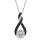 Load image into Gallery viewer, Jewelili Sterling Silver With Treated Black Diamonds and White Diamonds Twisted Pendant Necklace
