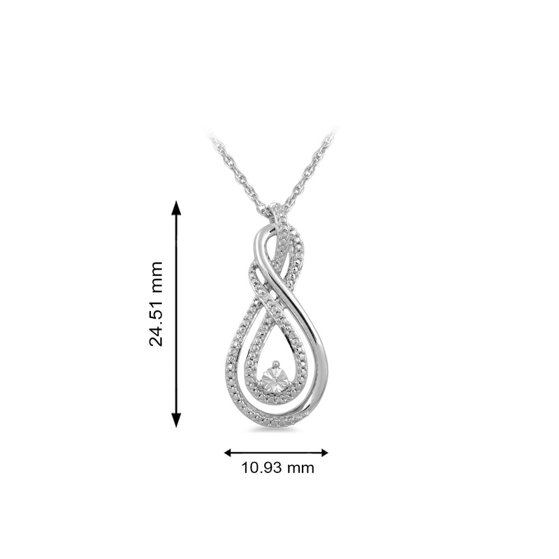 Jewelili Sterling Silver With Natural White Diamonds Pendant Necklace