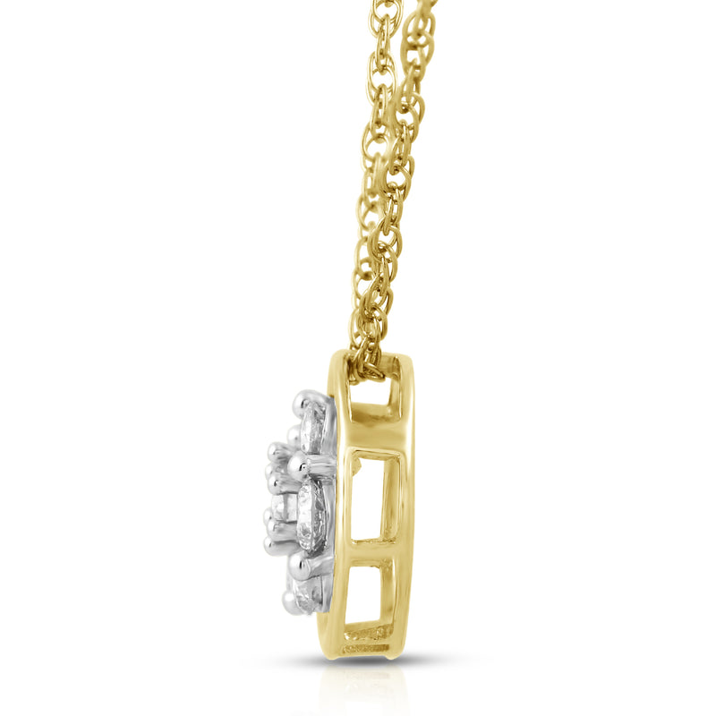 Jewelili 10K Yellow Gold with 1/2 CTTW Natural White Diamonds Circle Pendant Necklace