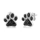 Load image into Gallery viewer, Jewelili Sterling Silver With 1/6 CTTW Treated Black Diamonds Dog Paw Stud Earrings
