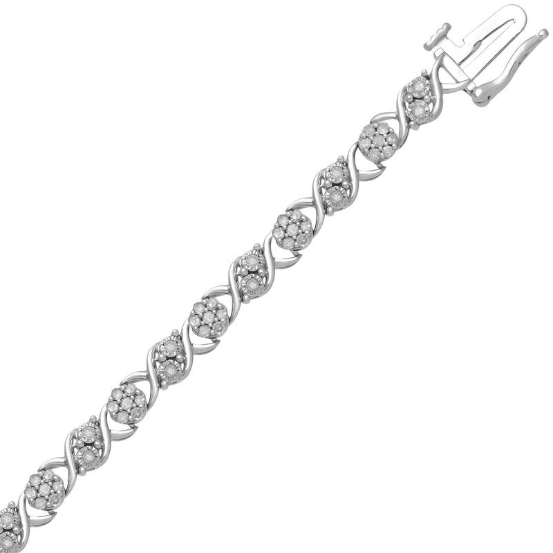 Jewelili Bracelet in Sterling Silver with White Diamonds 1.00 CTTW View 3
