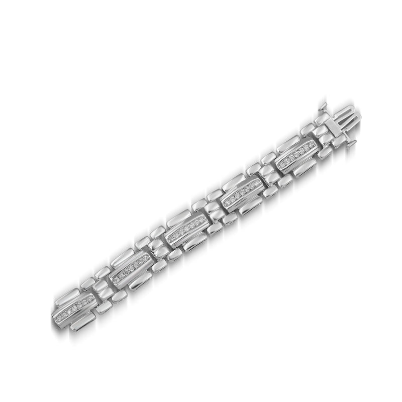 Jewelili Tennis Bracelet with Natural White Diamonds in Sterling Silver 1.0 CTTW View 2