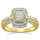 Load image into Gallery viewer, Jewelili Halo Ring with Natural White Round Diamonds in 10K Yellow Gold View 2
