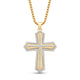 Load image into Gallery viewer, Jewelili 14K Yellow Gold Over Sterling Silver With 1/2 CTTW Natural White Round Diamonds Cross Men&#39;s Pendant Necklace
