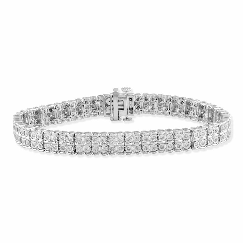 Jewelili Bracelet with Natural White Diamonds in Sterling Silver 1.0 CTTW View 1