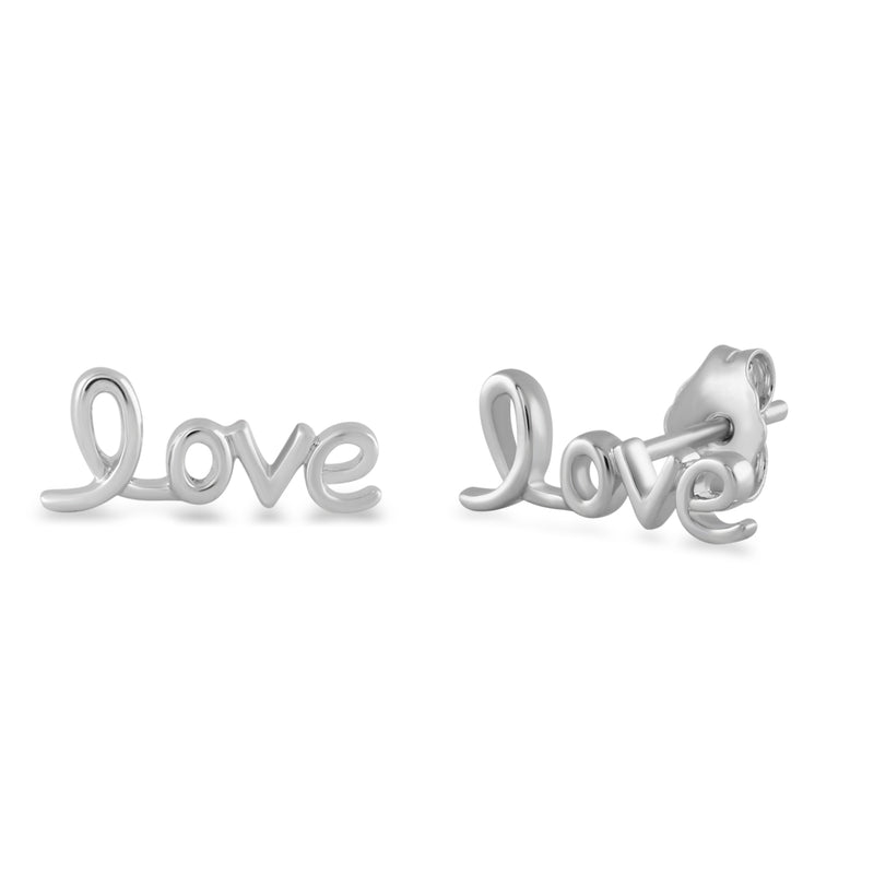 Jewelili Sterling Silver With 1/10 CTTW Natural White Diamonds Heart Shape Stud Earrings