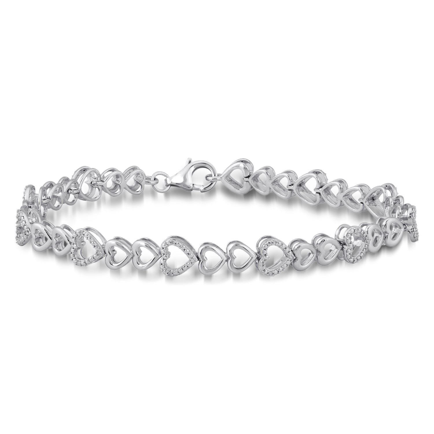 Lab-Created White Sapphire Heart Bracelet in Sterling Silver
