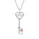 Load image into Gallery viewer, Jewelili Mom Heart Key Pendant Necklace Diamond Jewelry in Rose Gold Over Sterling Silver - View 1
