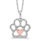 Load image into Gallery viewer, Jewelili Sterling Silver and 10K Rose Gold Natural White Round Diamonds Paw Heart Pendant Necklace
