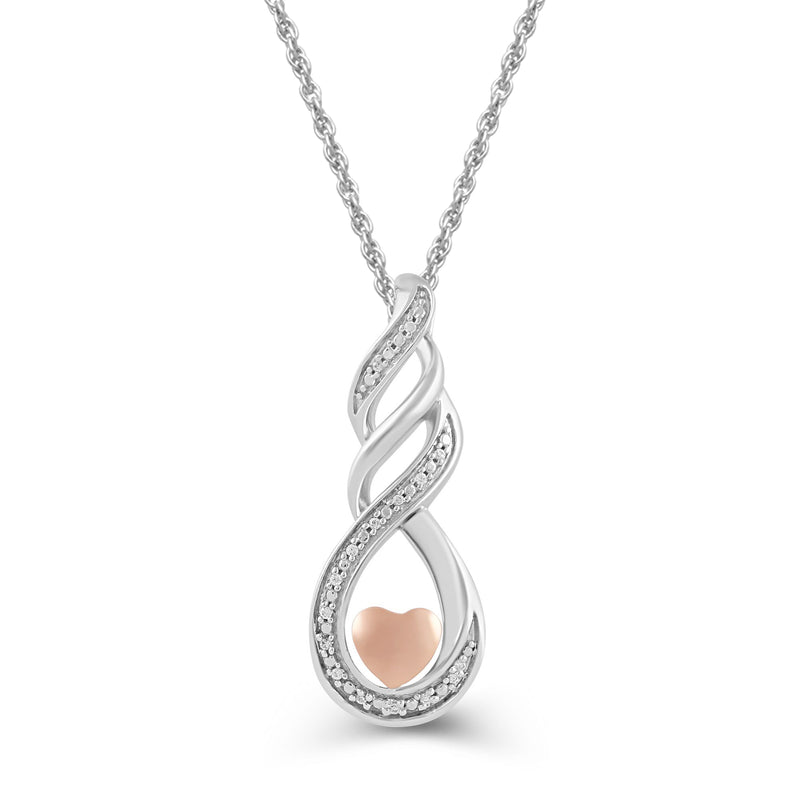 Jewelili Heart Twist Pendant Necklace Diamond Jewelry in Rose Gold Over Sterling Silver - View 1
