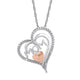 Load image into Gallery viewer, Jewelili Sterling Silver and 10K Rose Gold With Natural White Diamond &quot;Mom&quot; Heart Pendant Necklace
