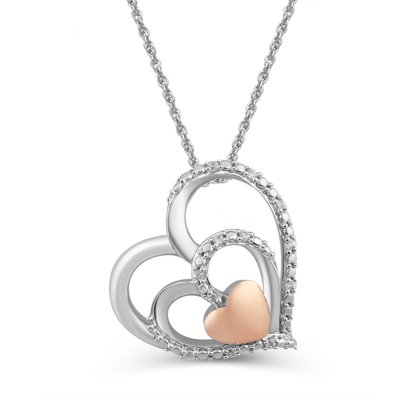 Jewelili Heart Pendant Necklace Jewelry in Rose Gold Over Sterling Silver - View 1